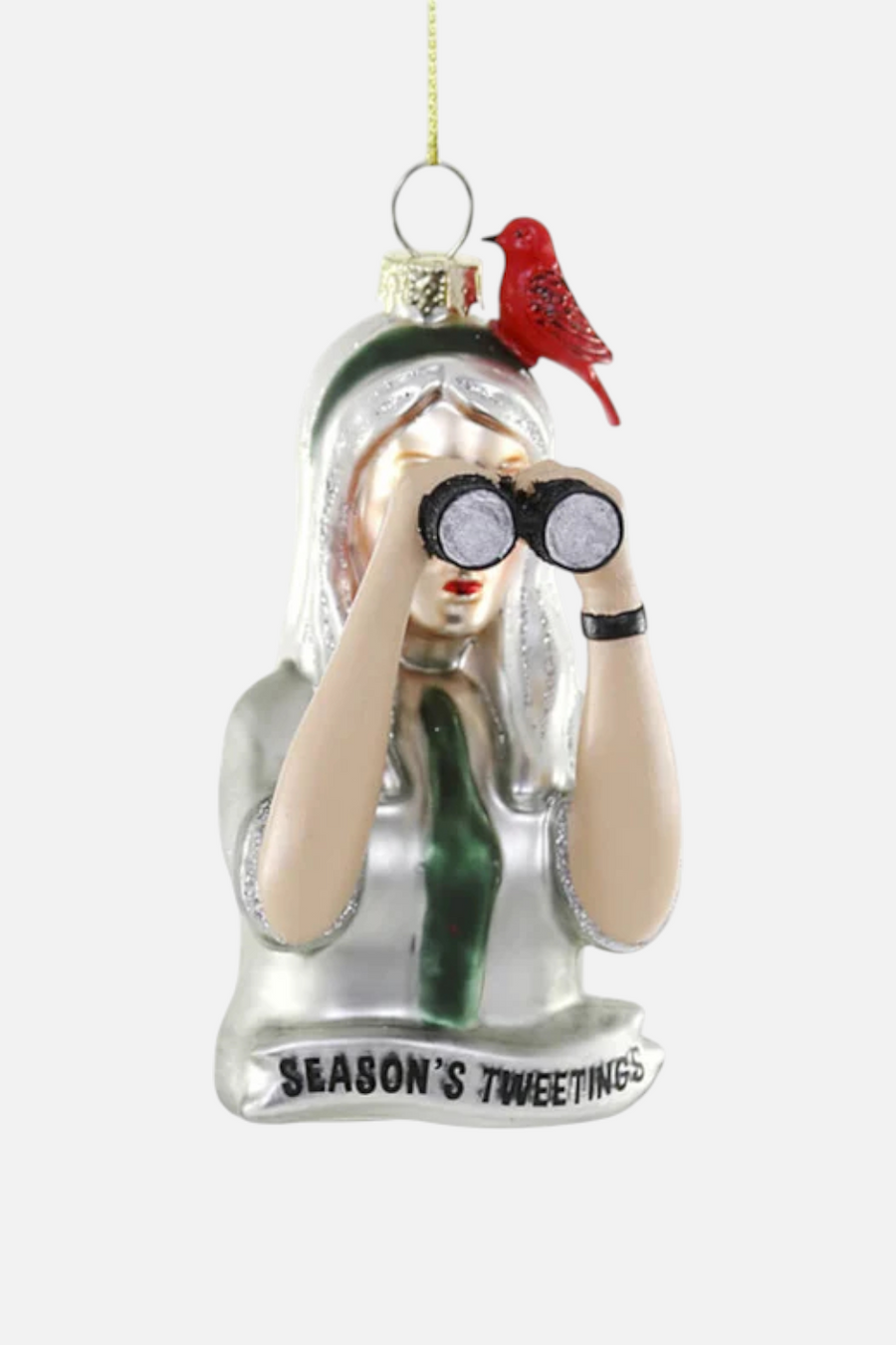 Bird Watcher's Season's Tweeting Ornament – front view