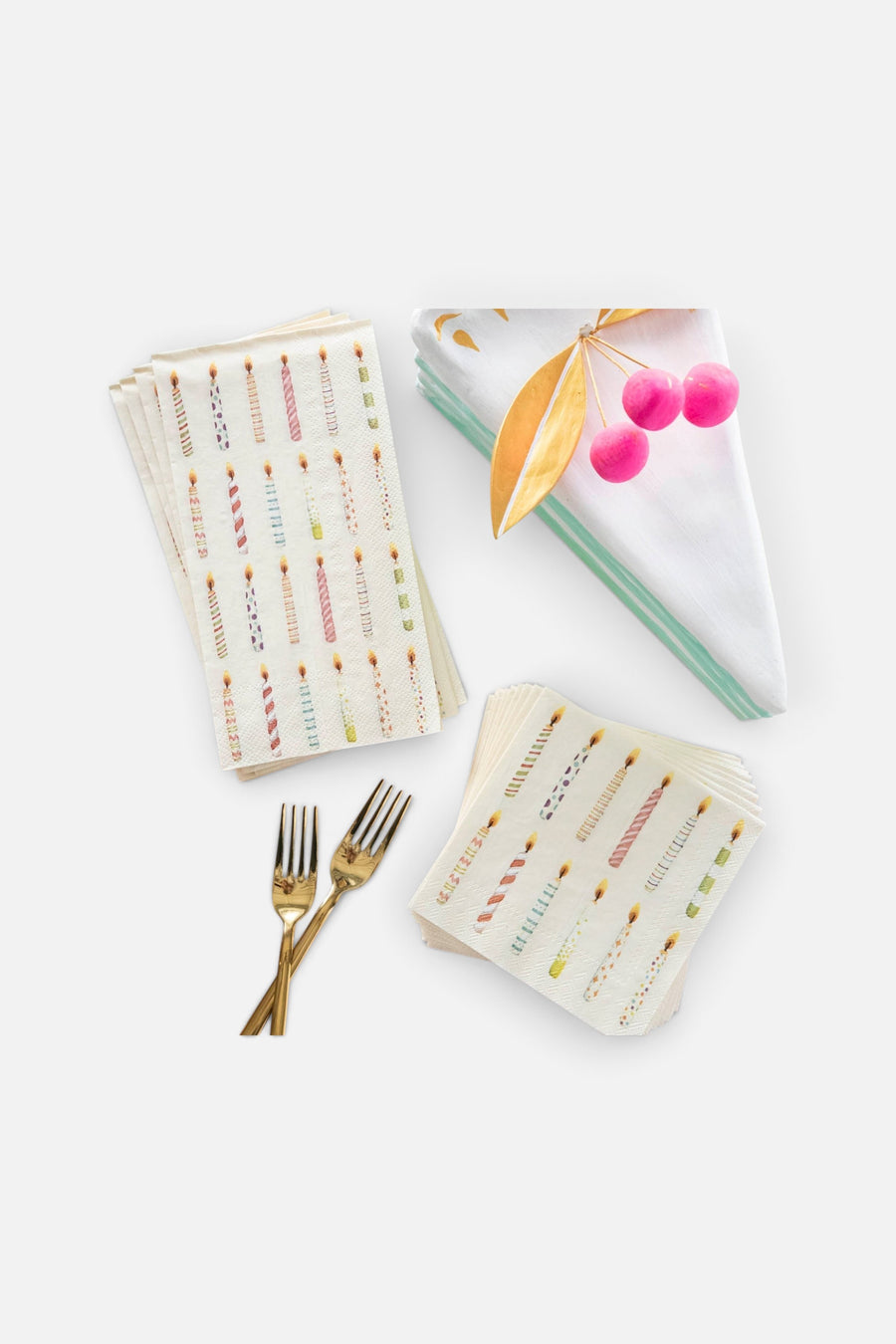 Birthday Candles Cocktail Napkins - Set of 20 – side view