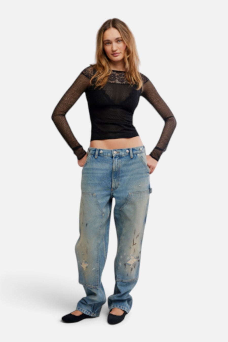 Free People Night Mode Long Sleeve Layering Top in Black