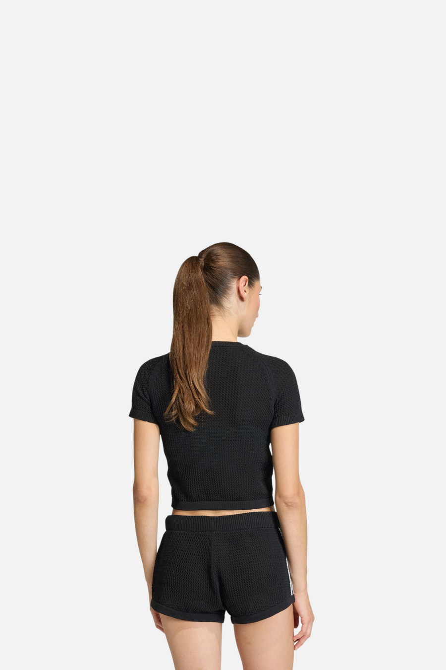 Adidas Knitted Crochet Cali Tee in Black