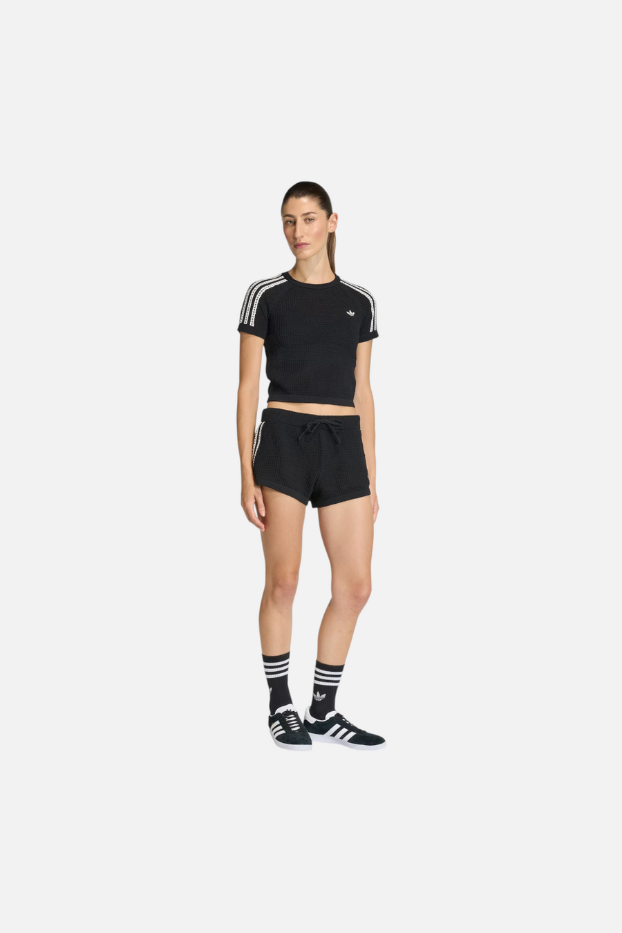 Adidas Knitted Crochet Cali Tee in Black