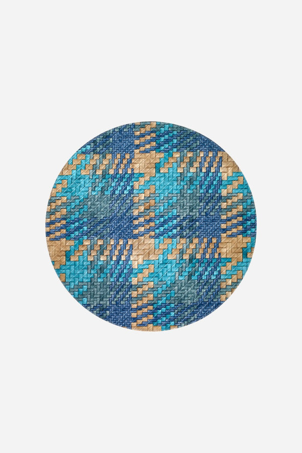 Bodrum Group Set Of 4 Nantucket 15" Round Placemats In Blue/Turquoise