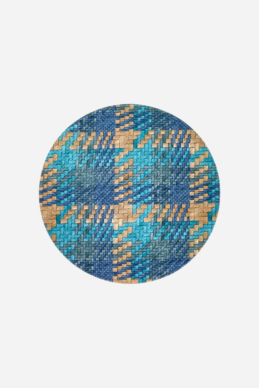 Bodrum Group Set Of 4 Nantucket 15" Round Placemats In Blue/Turquoise – front view