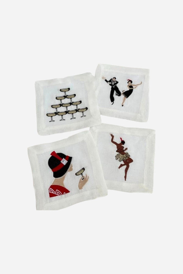 Bodrum Group Set Of 4 Roaring 20's Cocktail Napkins