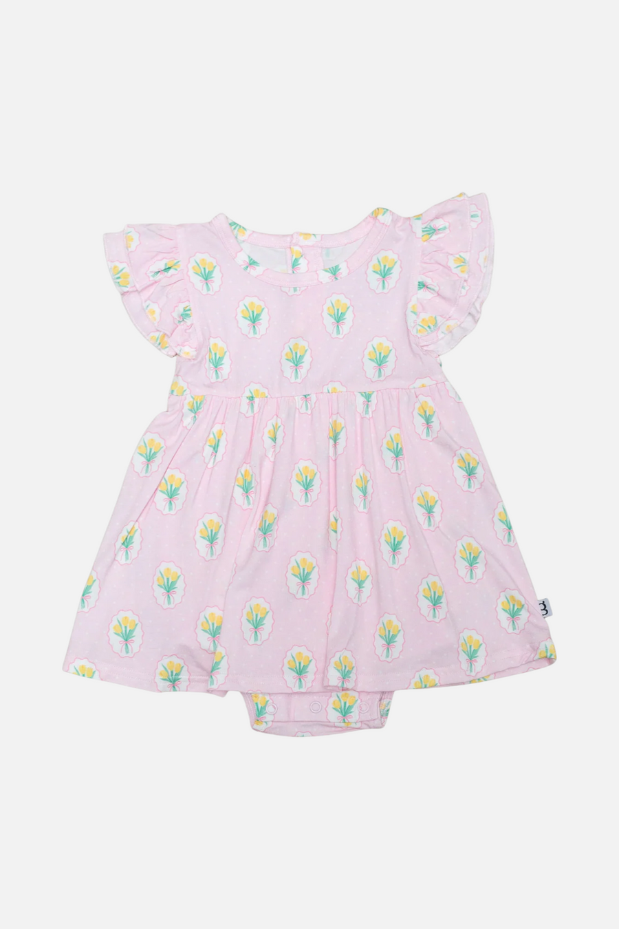 Goosies Baby Bodysuit Dress in Fancy Tulips