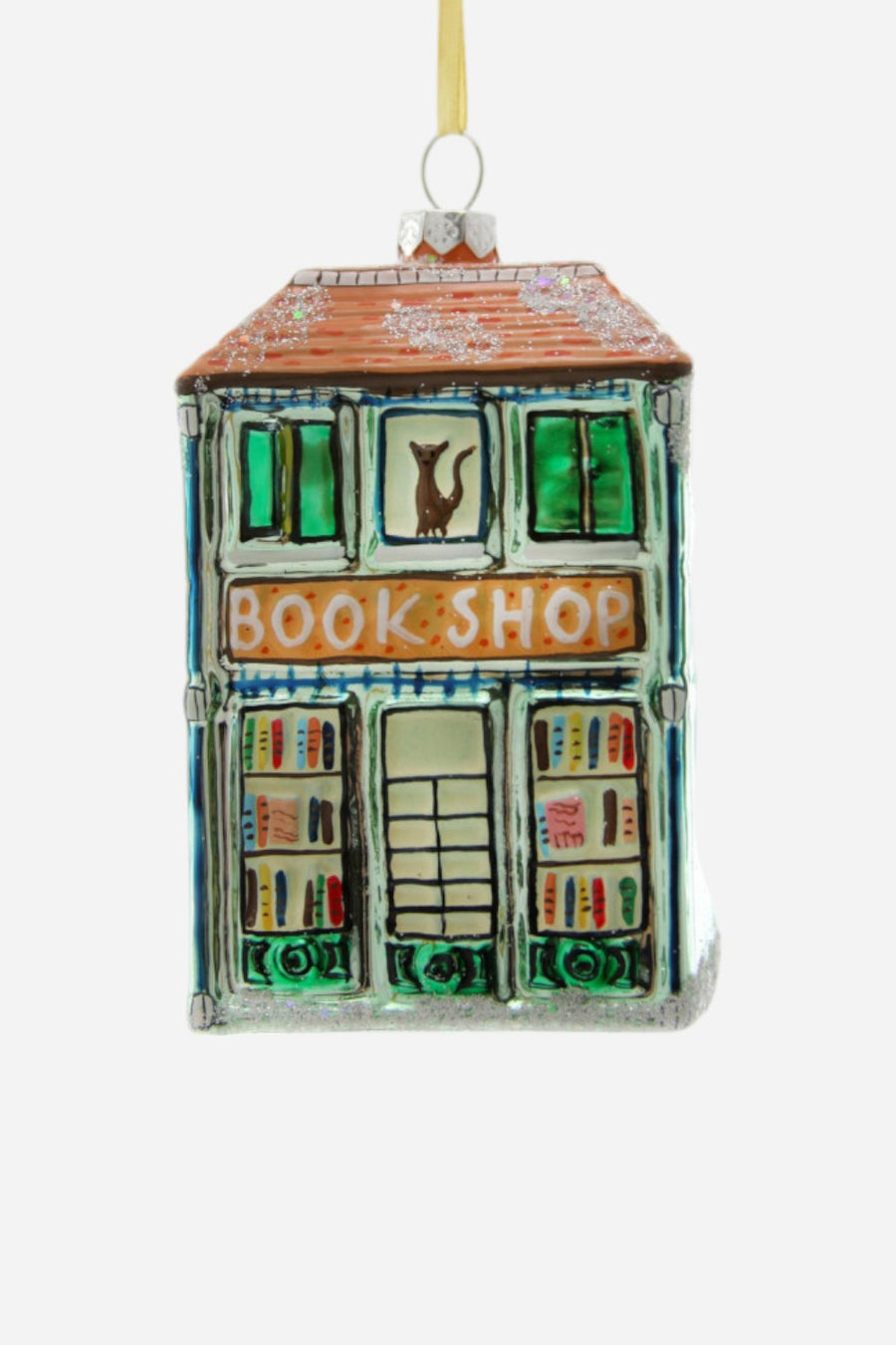 Book Shop Glass Ornament – front view