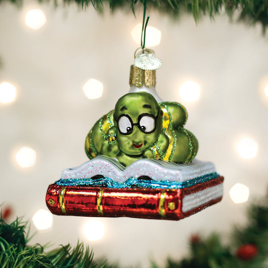 Bookworm Ornament – side view