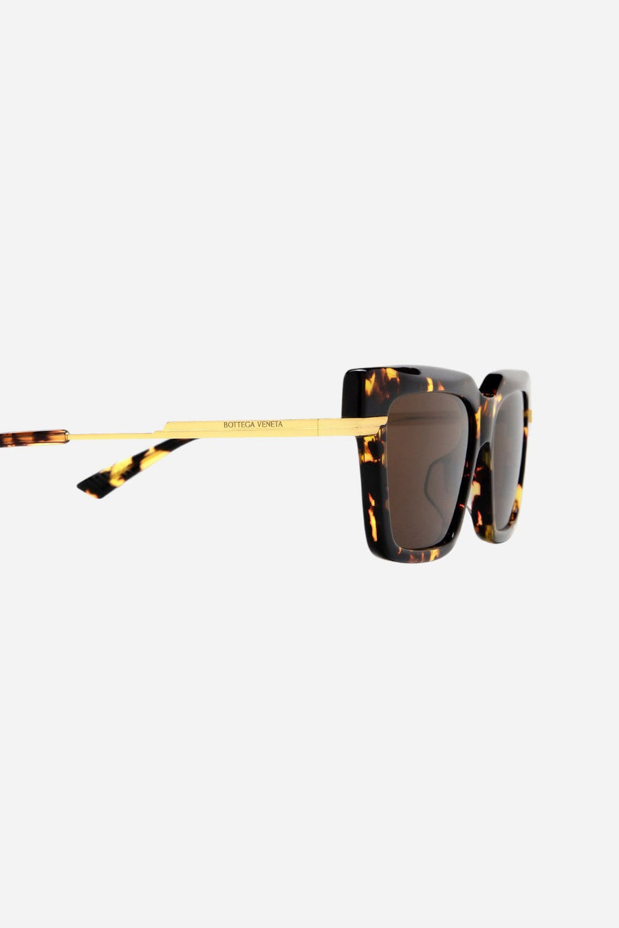 Bottega Veneta Havana/Gold Sunglasses with Brown Lenses – flat lay