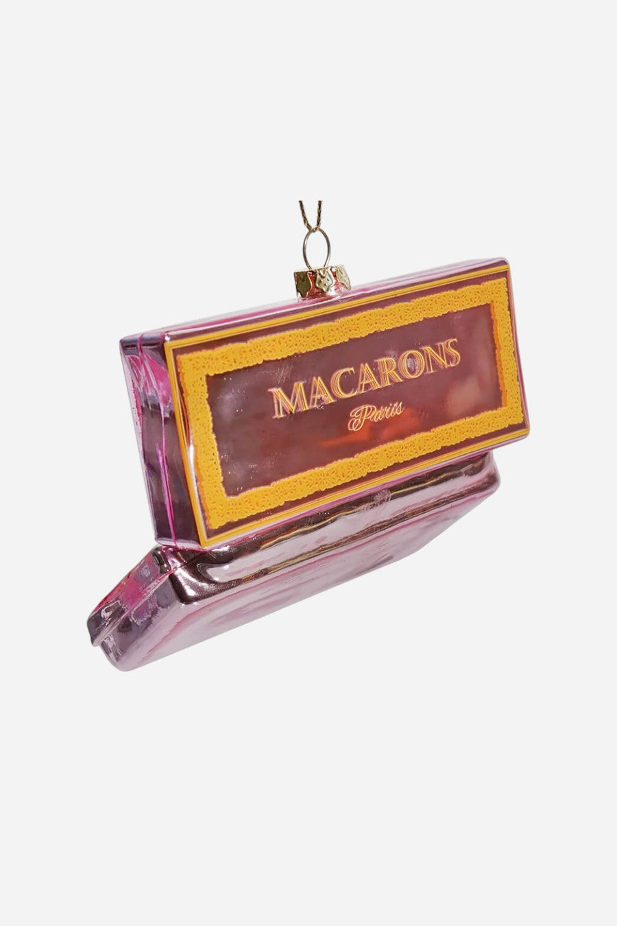 Box Of Macarons Ornament in Pink – back view