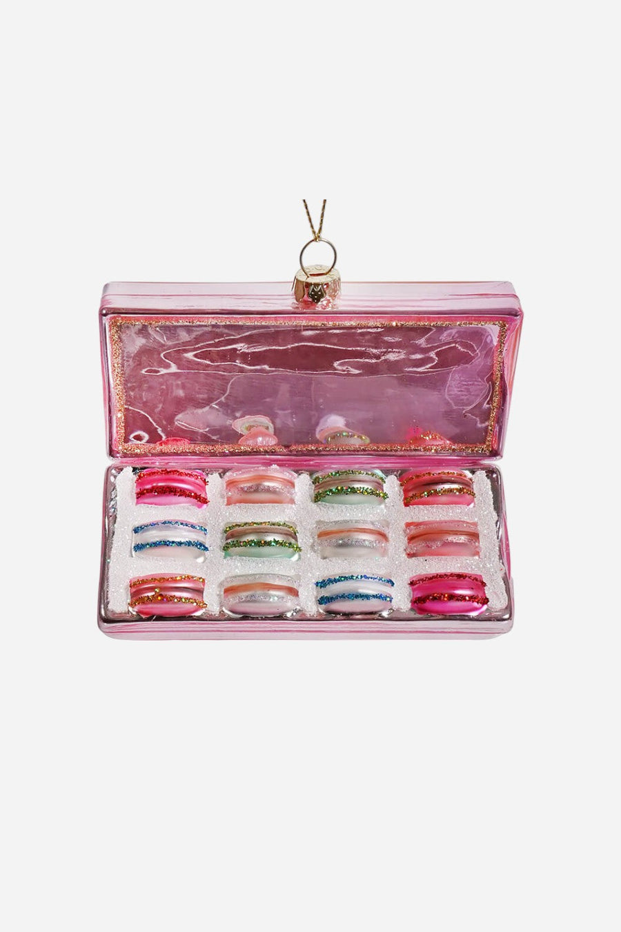 Box Of Macarons Ornament in Pink – front view