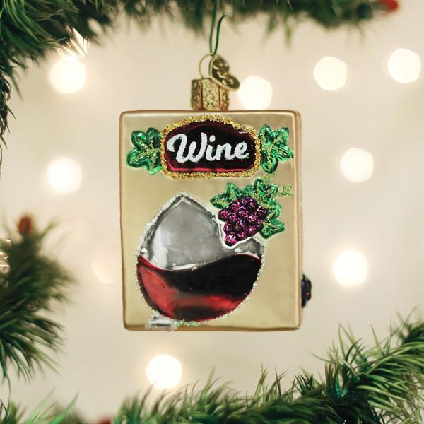 Boxed Wine Ornament – side view