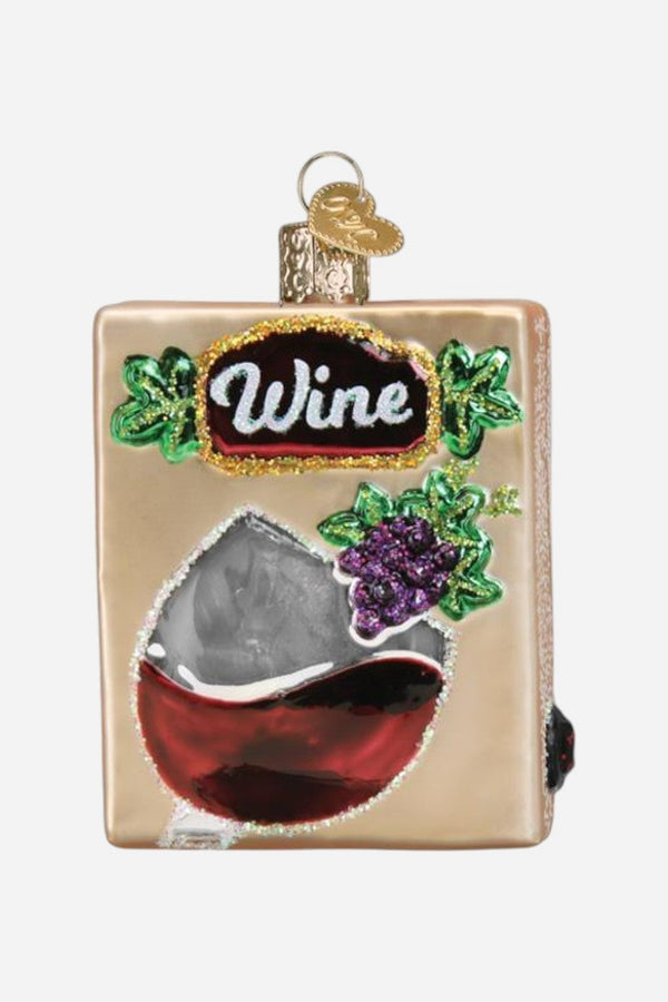 Boxed Wine with Grapes Ornament