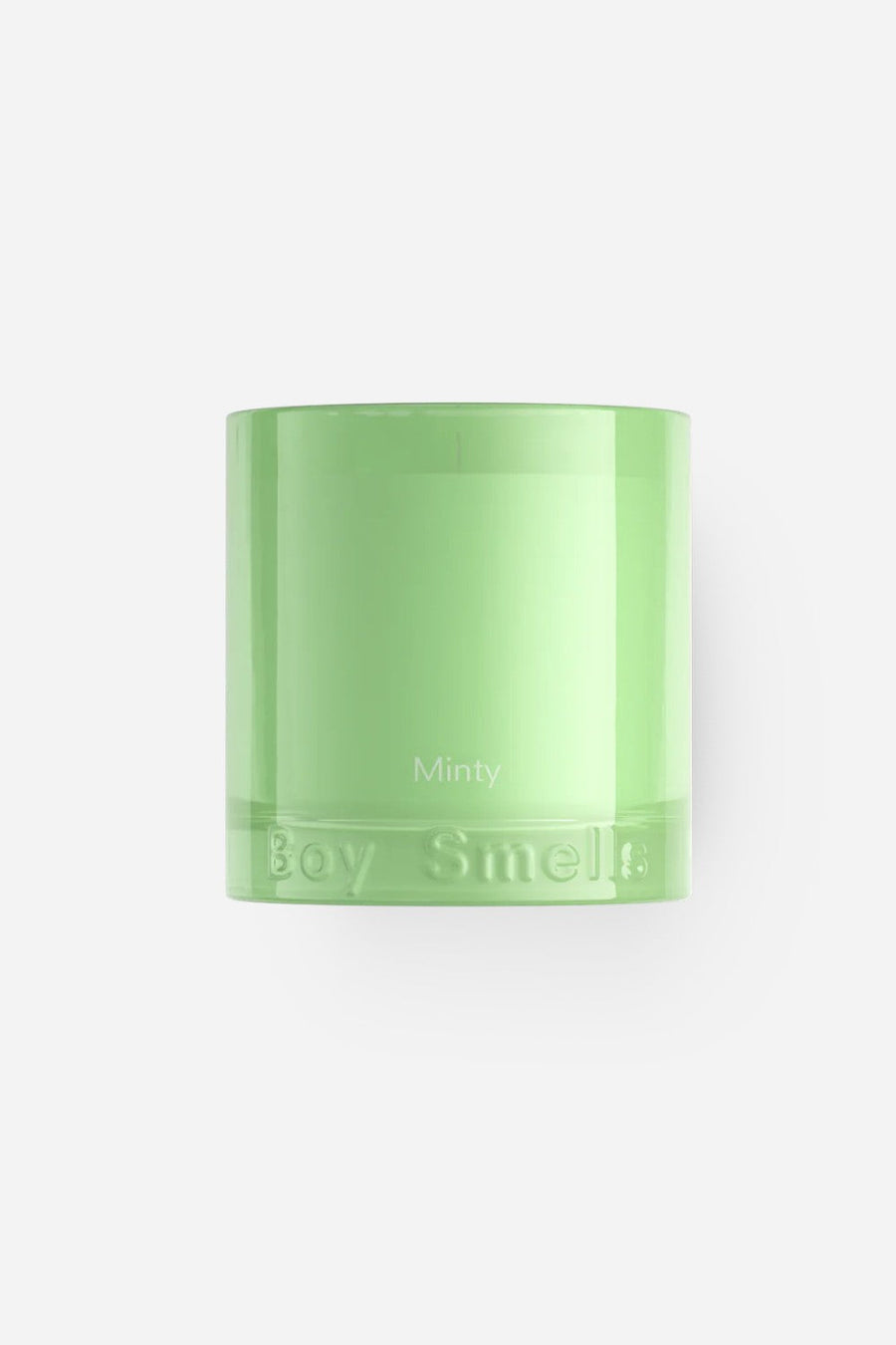 Boy Smells Minty Candle – front view