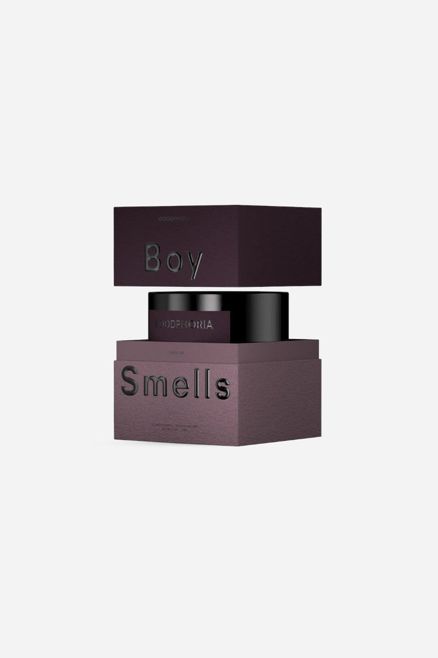 Boy Smells Woodphoria Candle – back view