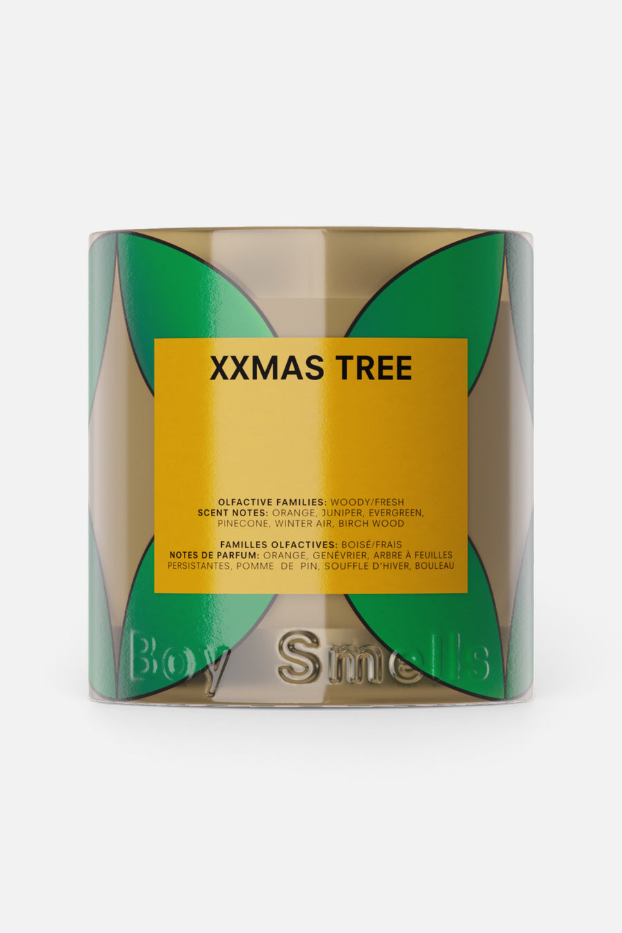 Boy Smells XXmas Tree Candle – front view
