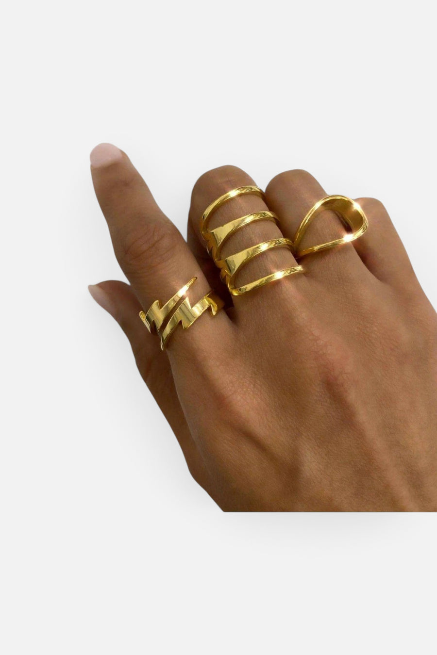 Bracha Gold Lightening Bolt Ring in Size 7 – front view