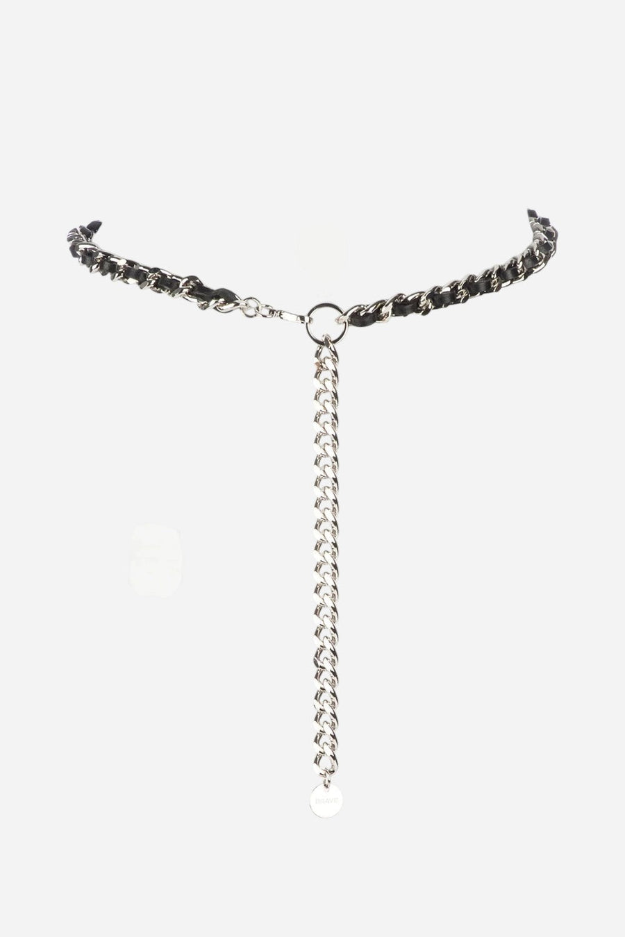 Brave Leather Doone Pebbled Belt in Black Nappa Leather - Silver – front view