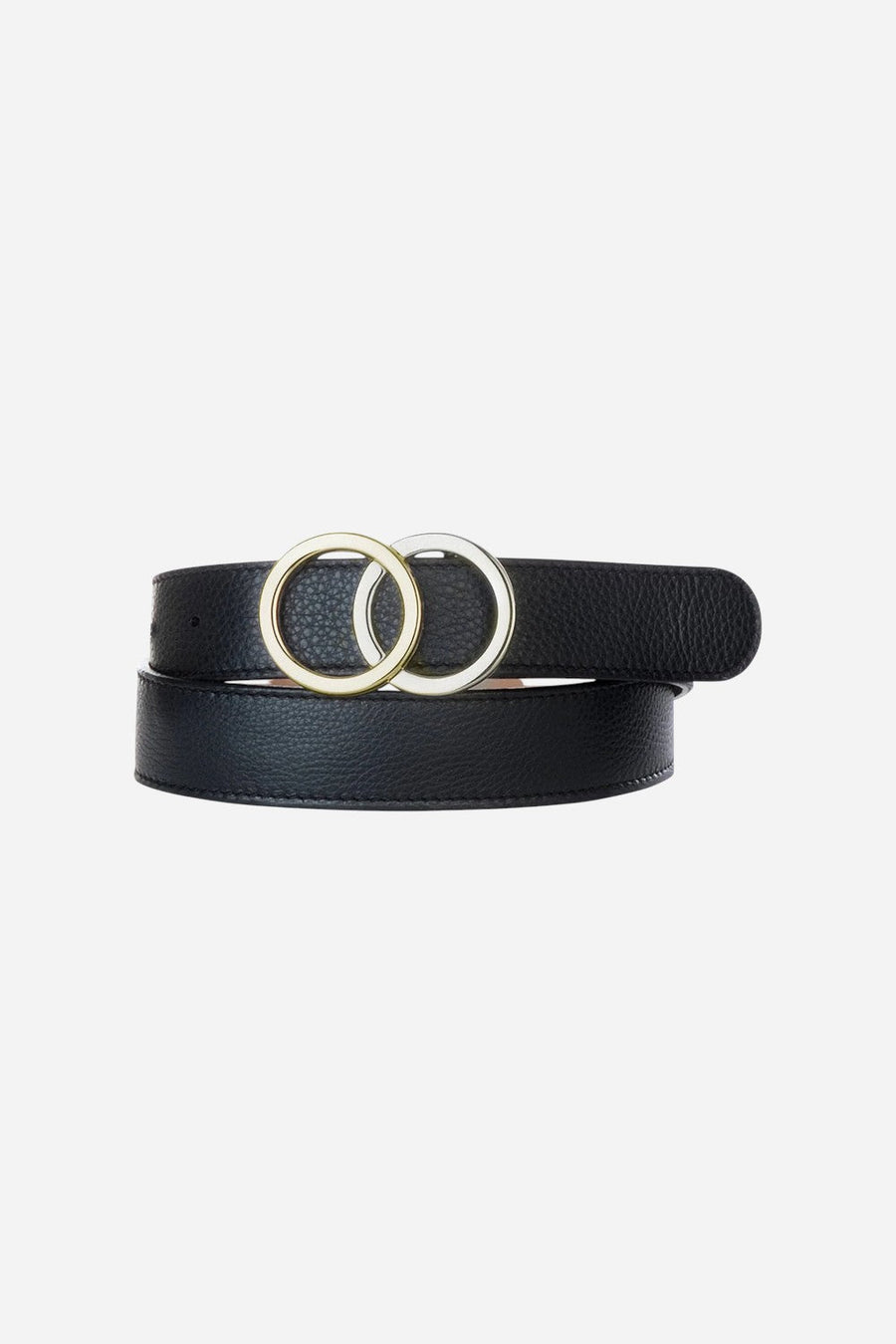 BRAVE Leather Otir Pebbled Belt in Black – front view
