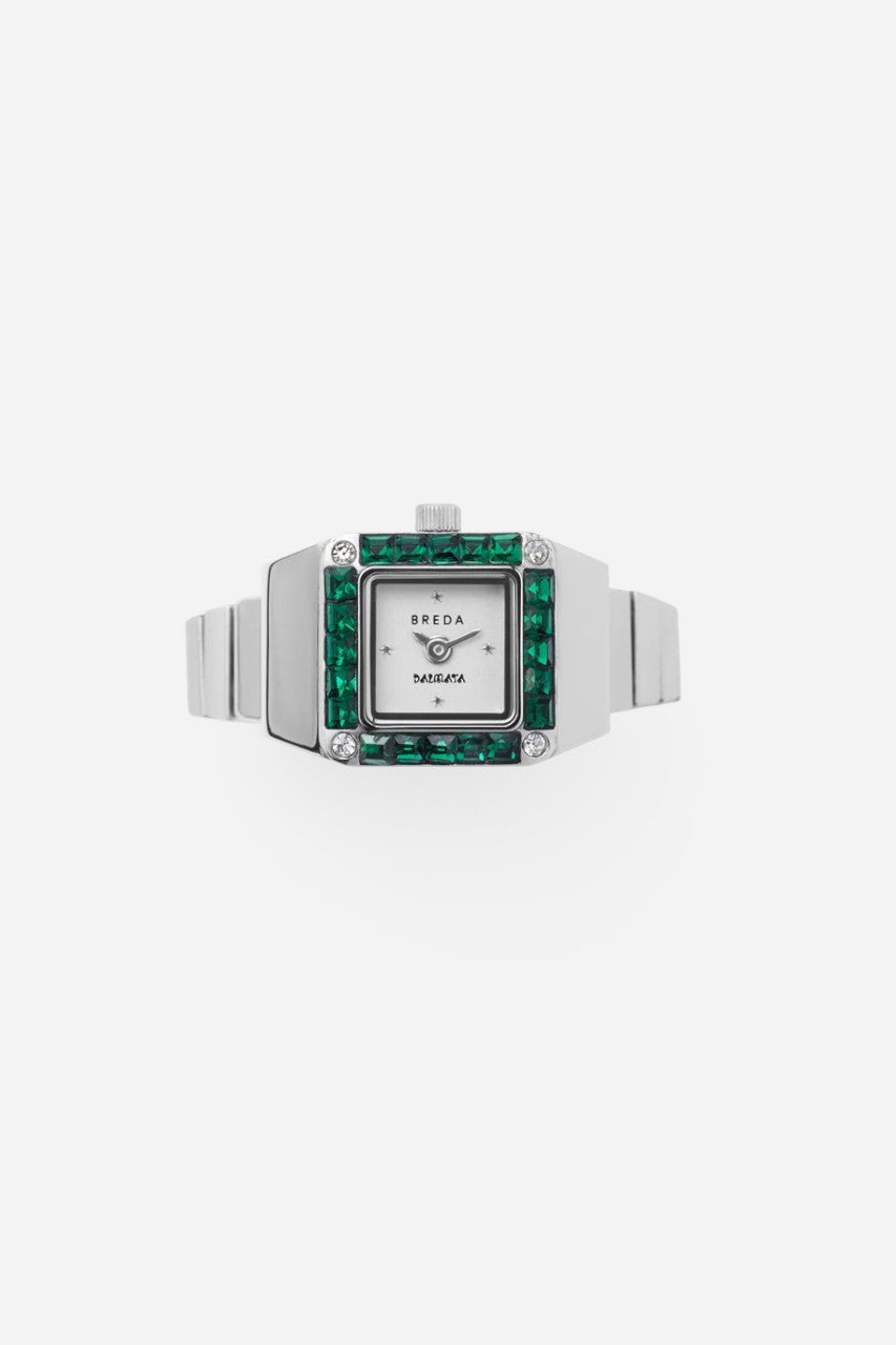 Breda Dalmata Time Ring in Silver / Emerald
