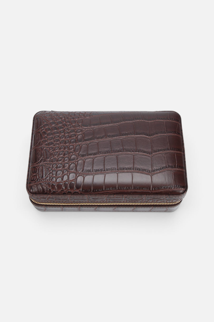 Brouk & Co. Atlas Croc Cigar Travel Case in Brown – front view