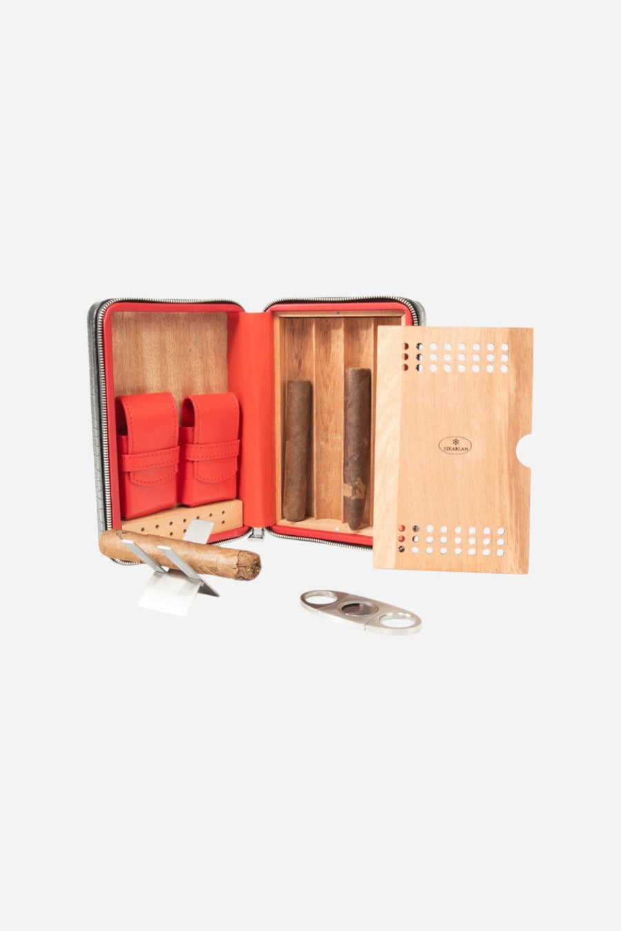 Brouk & Co. Devon Croco Cigar Travel in Black – front view