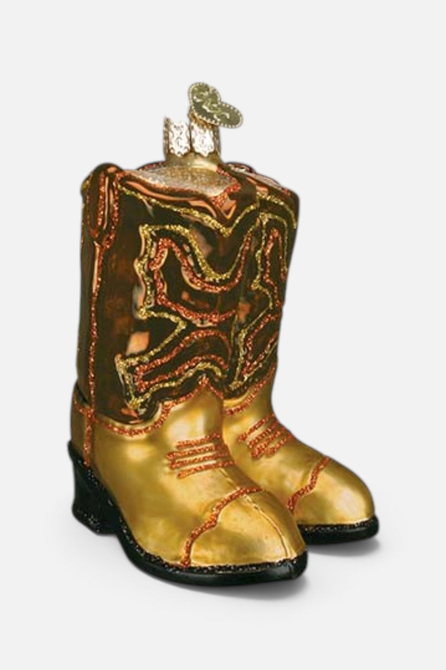 Brown Pair Of Cowboy Boots Ornament – back view