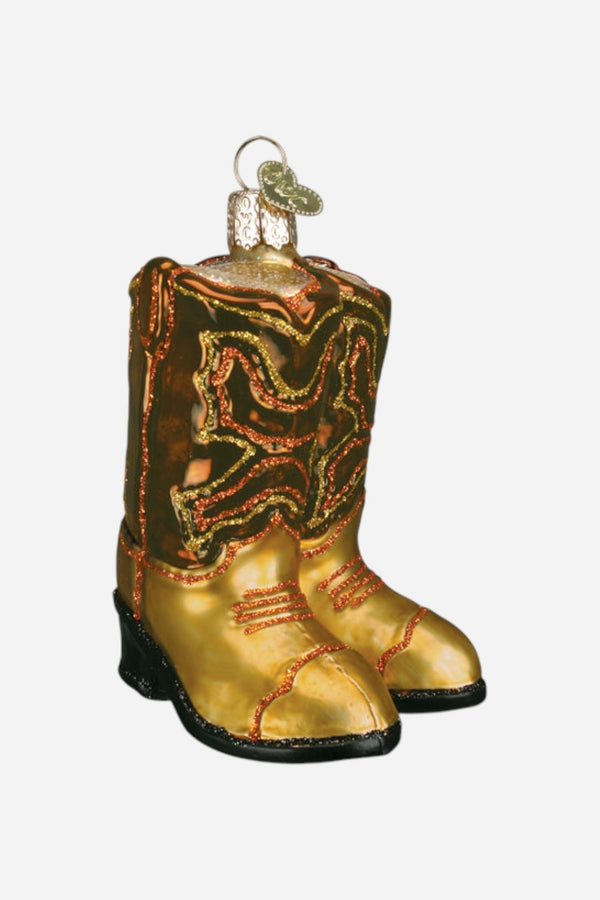 Brown Pair Of Cowboy Boots Ornament