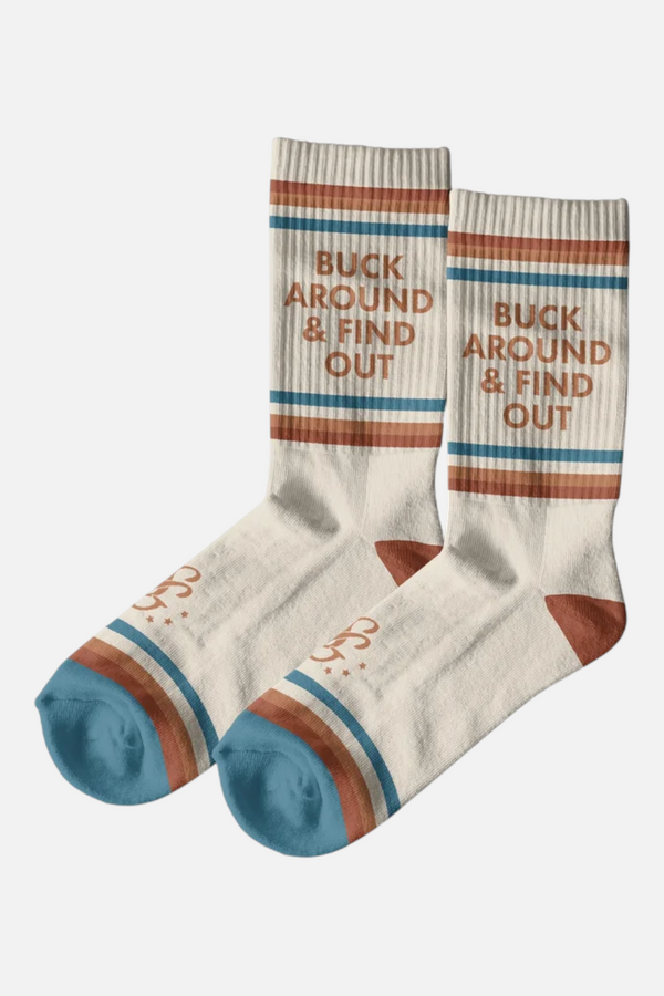 Buck Around and Find Out Ribbed Crew Socks