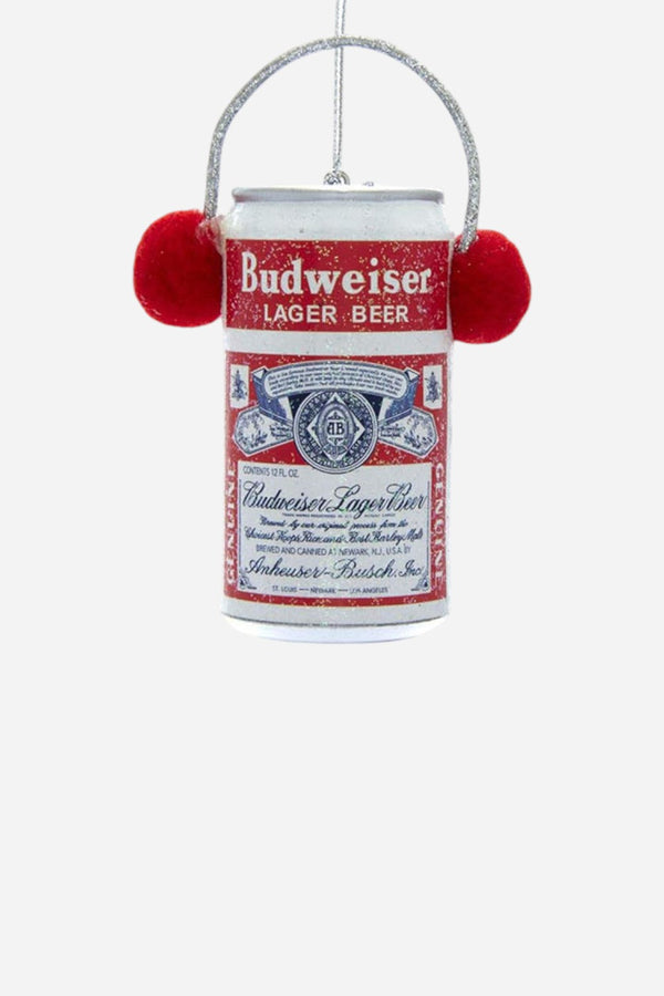 Budweiser Can with Ear Muffs Ornament
