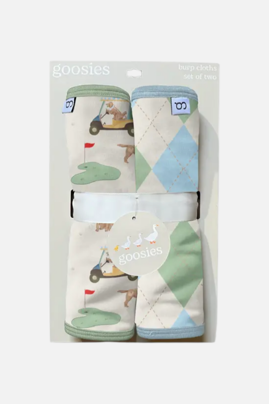 Goosies Baby Burp Cloth in Barks & Birdies Set