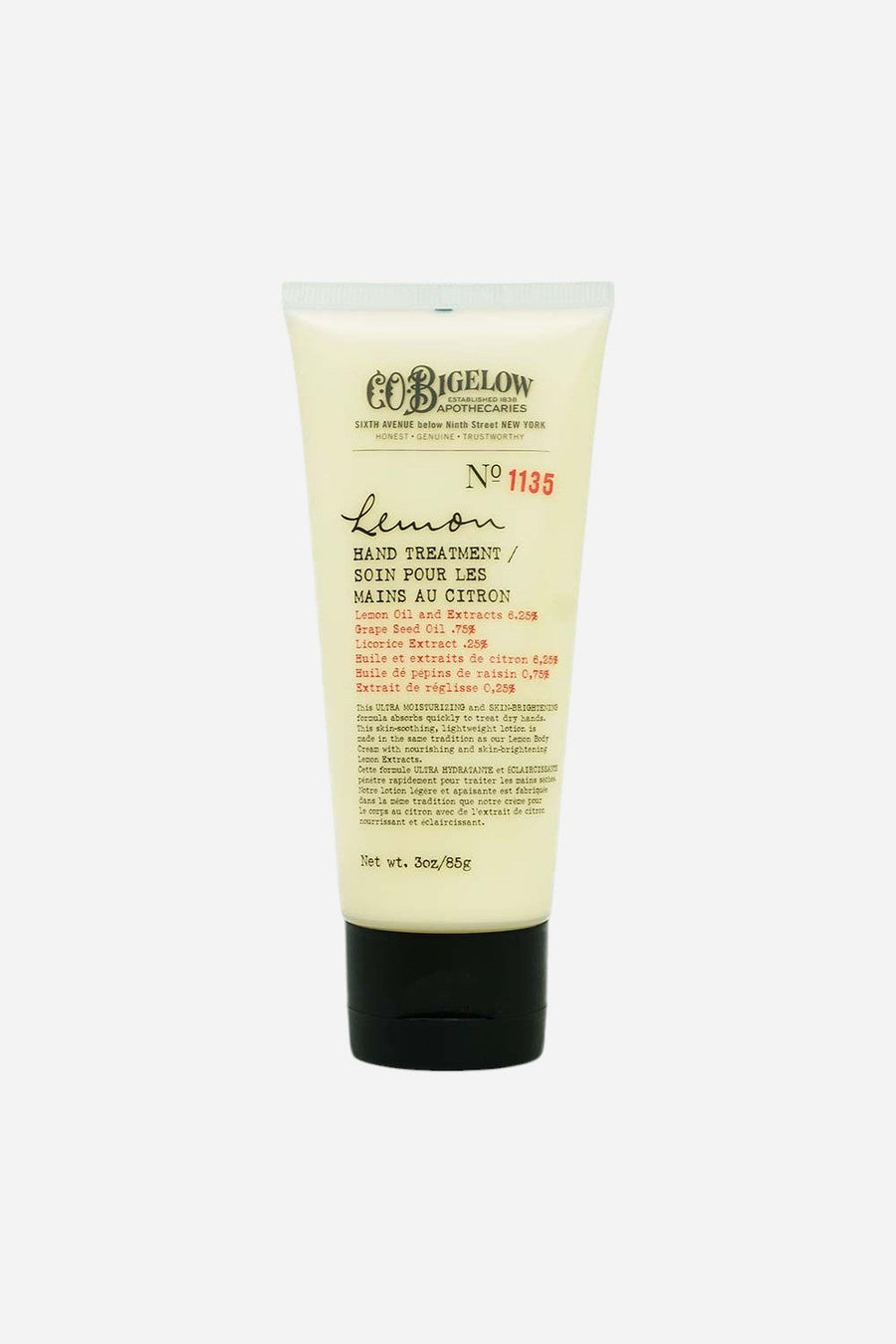 C.O. Bigelow Lemon Hand Treatment - No. 1135 - 3 oz – front view