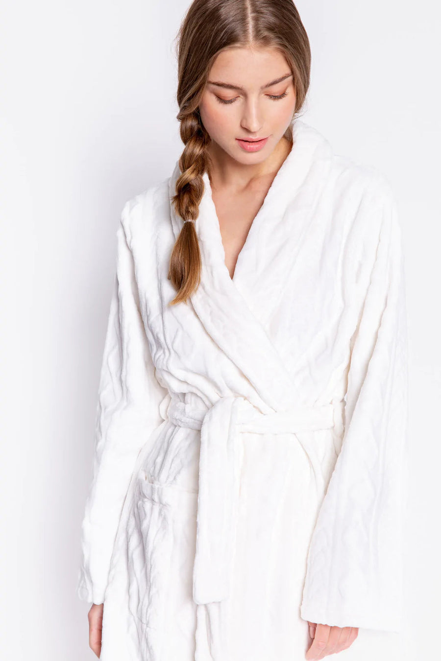 Cable Knit Robe in Ivory – alternate