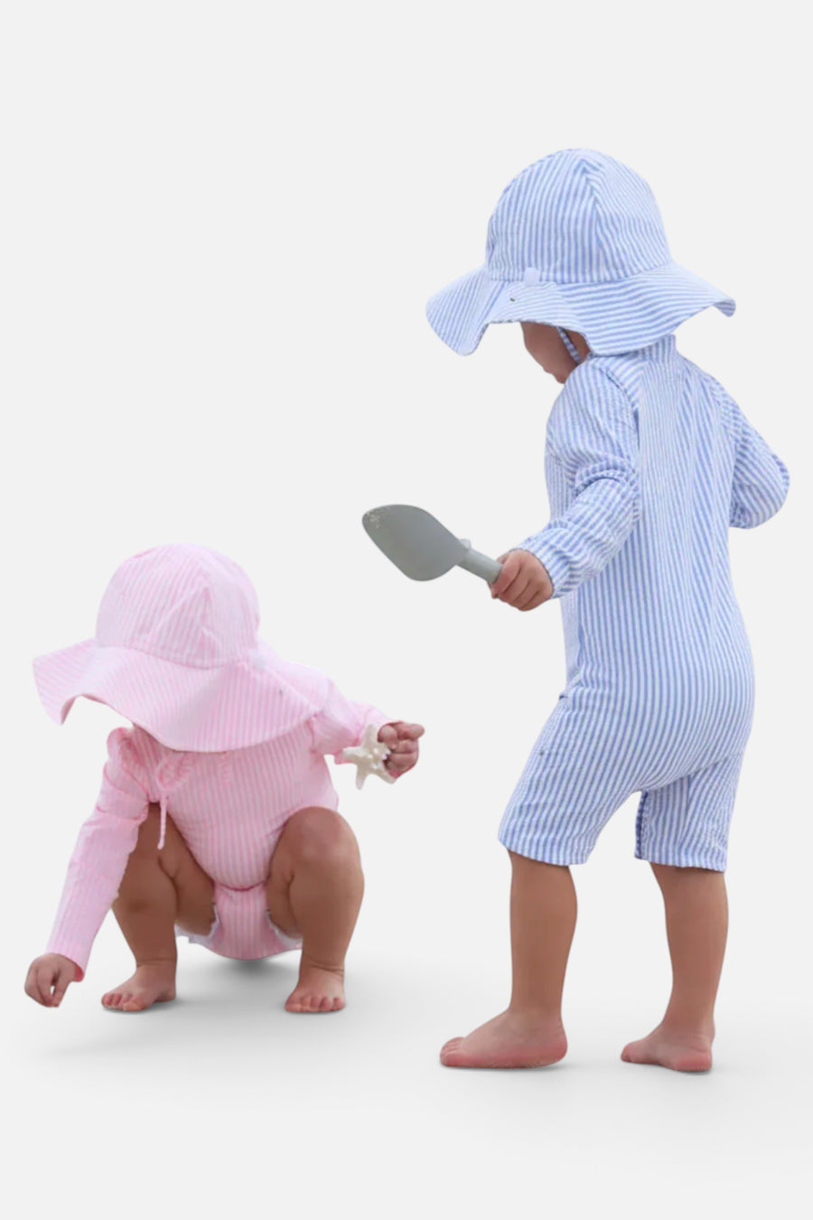 Caden Lane Blue Seersucker Sun Hat – flat lay