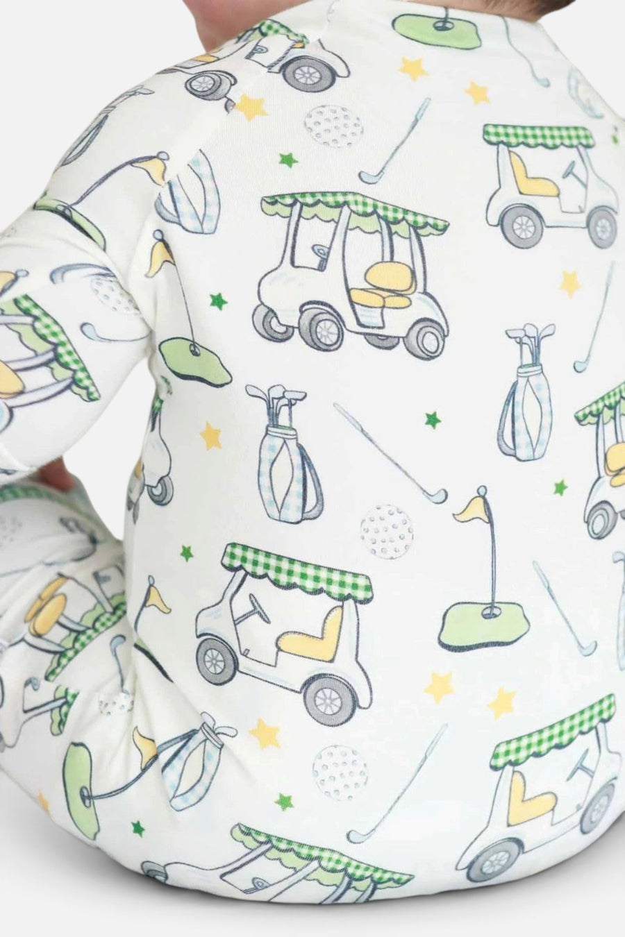 Caden Lane Country Club Cuties Convertible Bamboo Zip Romper – back view