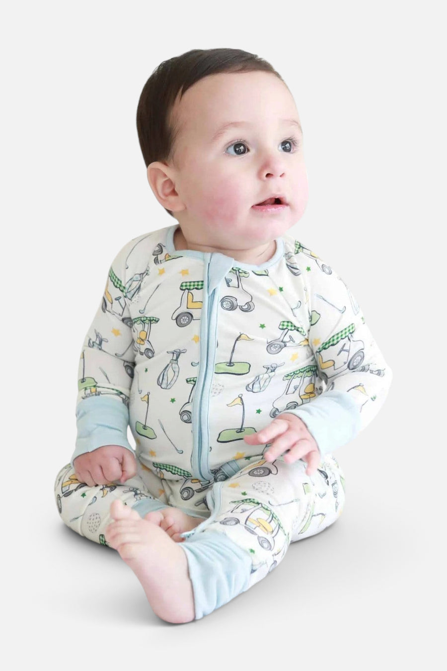Caden Lane Country Club Cuties Convertible Bamboo Zip Romper – detail