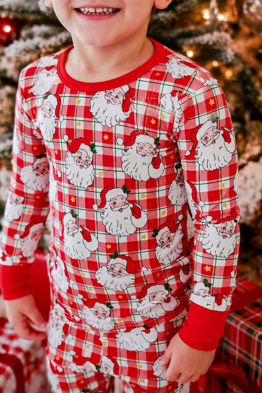 Caden Lane Cozy Claus Bamboo Two-Piece Pajama Set – front view