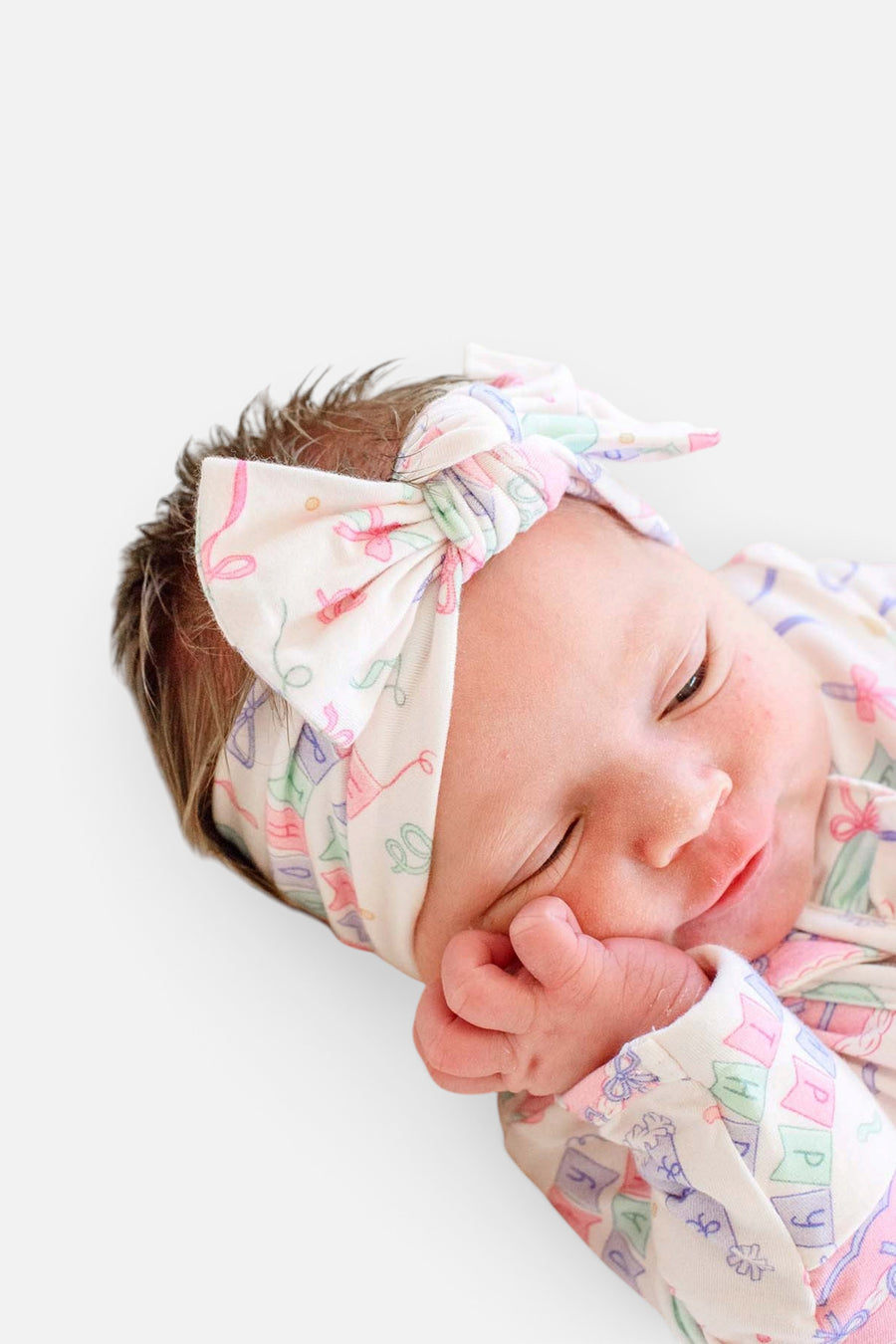 Caden Lane Knit Large Bow Headwrap in Birthday Bash Pink – on model