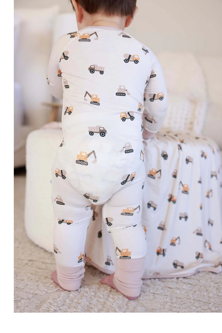 Caden Lane Little Builder Convertible Zip Romper – flat lay