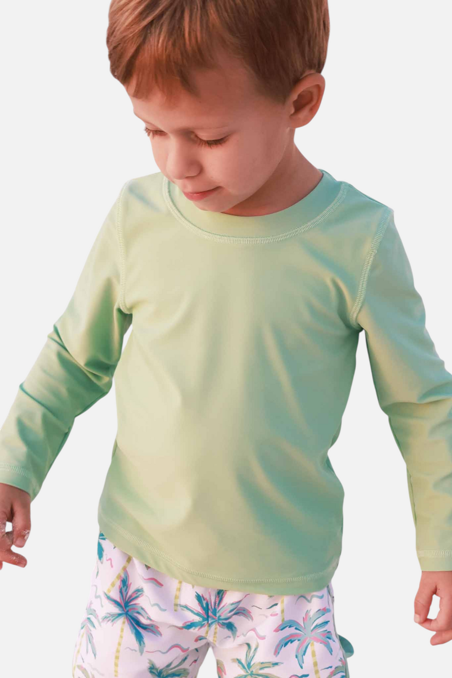Caden Lane Long Sleeve Rash Guard in Tropical Green – back view