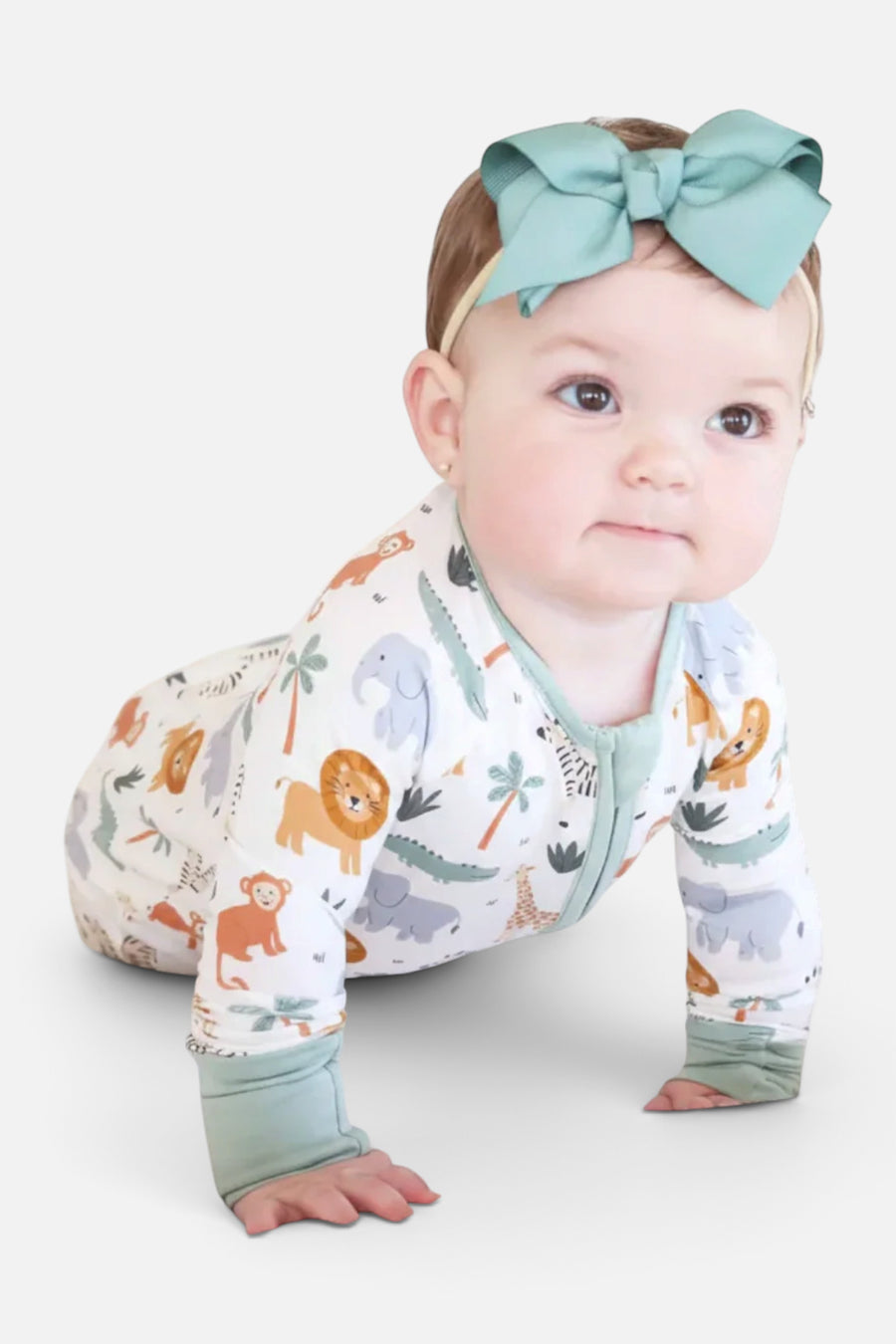 Caden Lane Safari Snuggle Convertible Zip Romper – back view