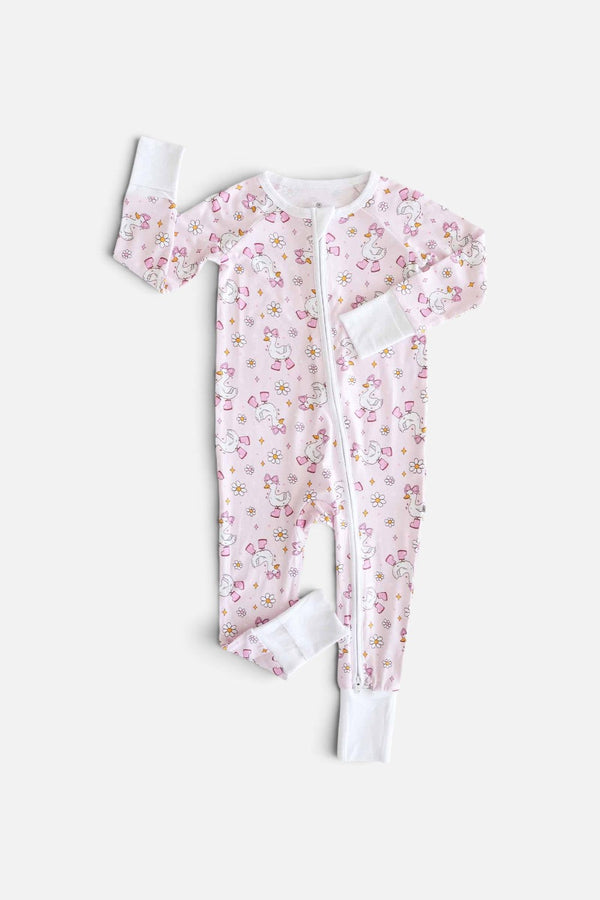 Caden Lane Silly Goose Convertible Zip Romper in Pink