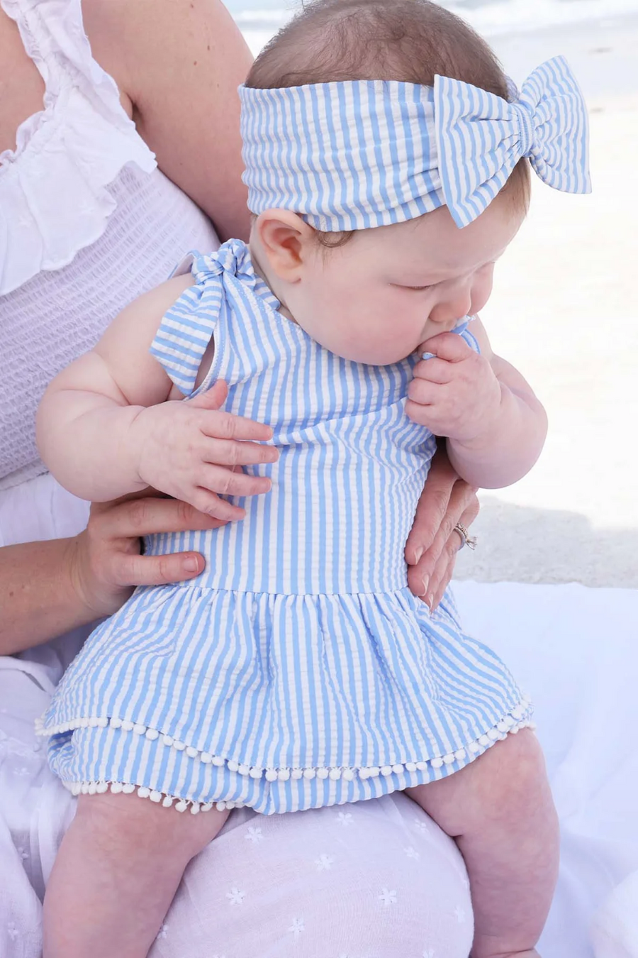 Caden Lane Swim Bow in Seersucker Blue – alternate