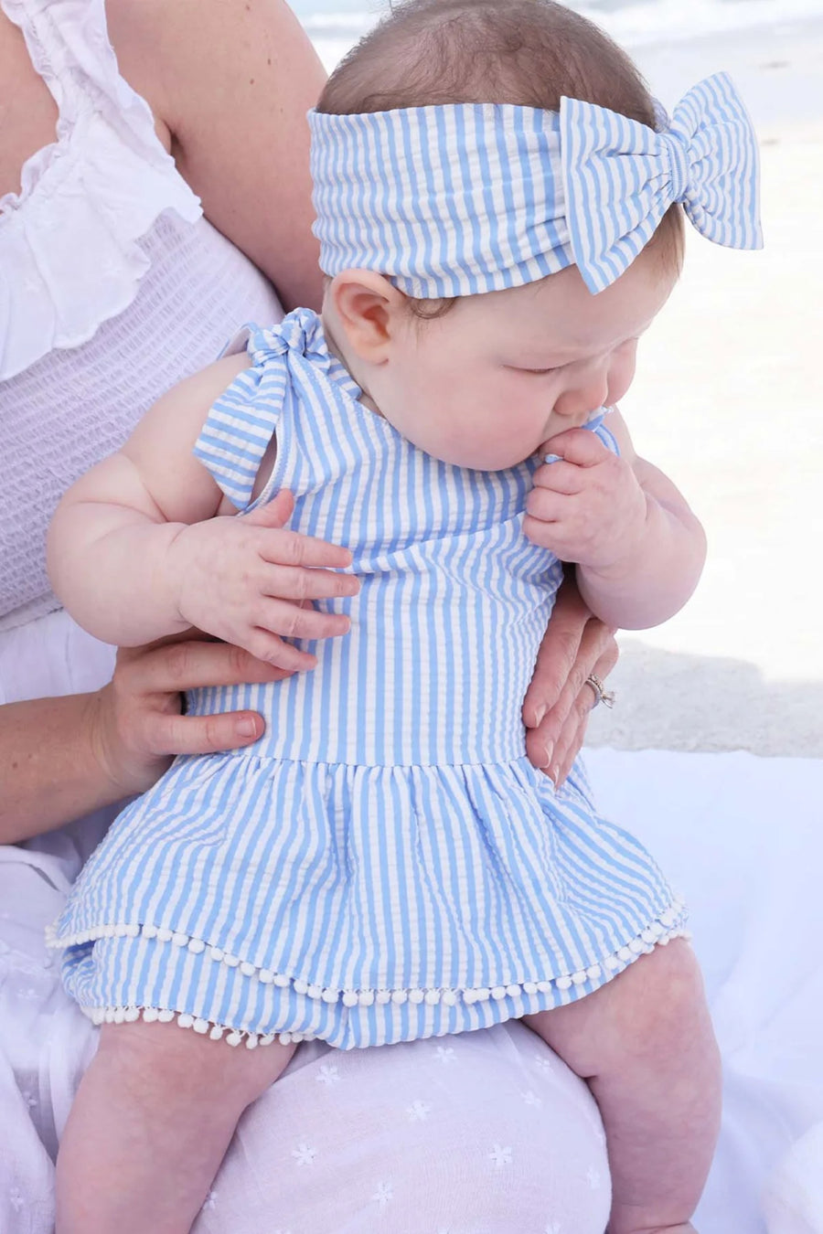 Caden Lane Swim Bow in Seersucker Blue – alternate