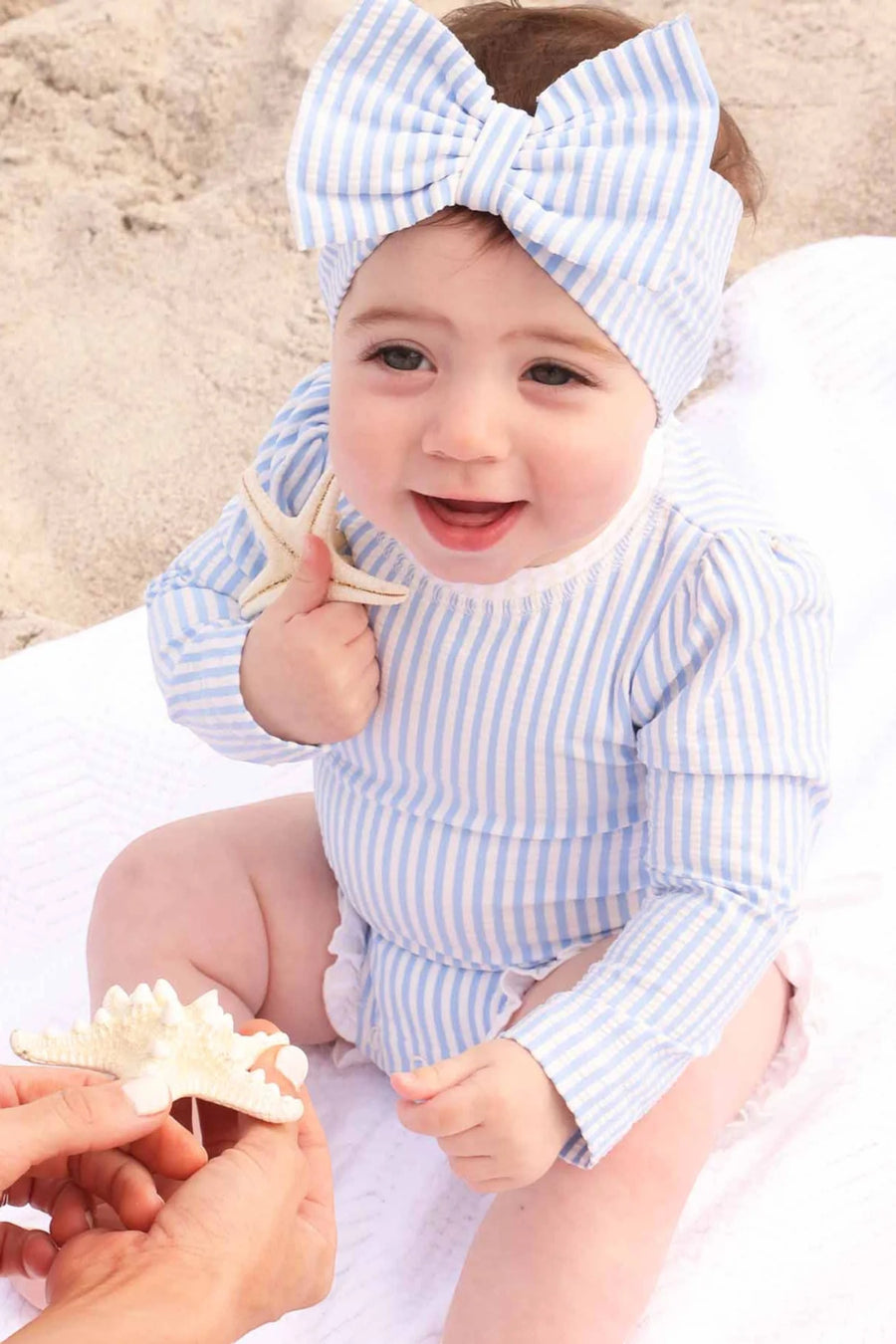 Caden Lane Swim Bow in Seersucker Blue – alternate