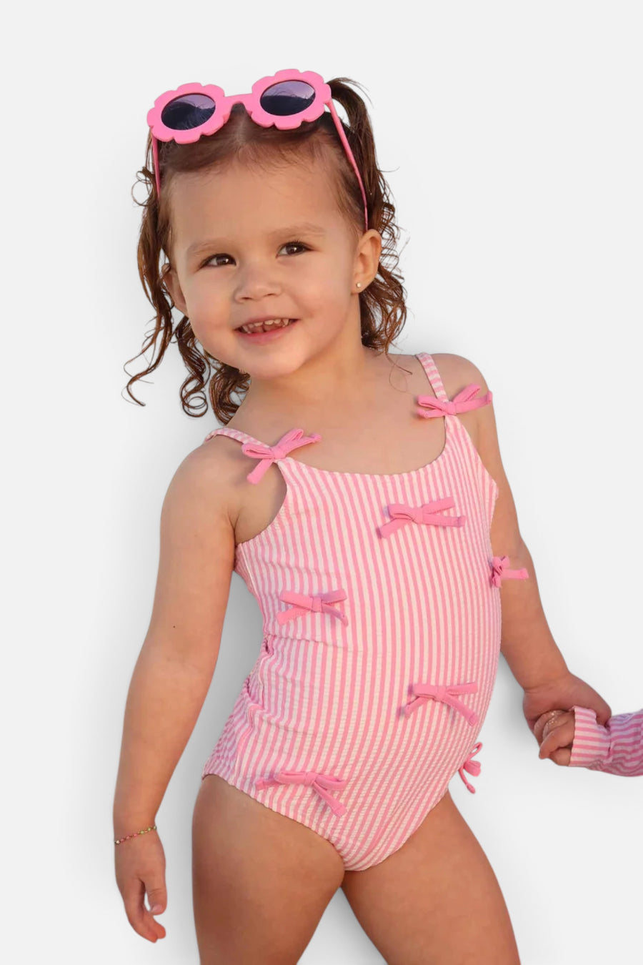 Caden Lane Tiny Bows Pink One Piece Swimsuit – detail