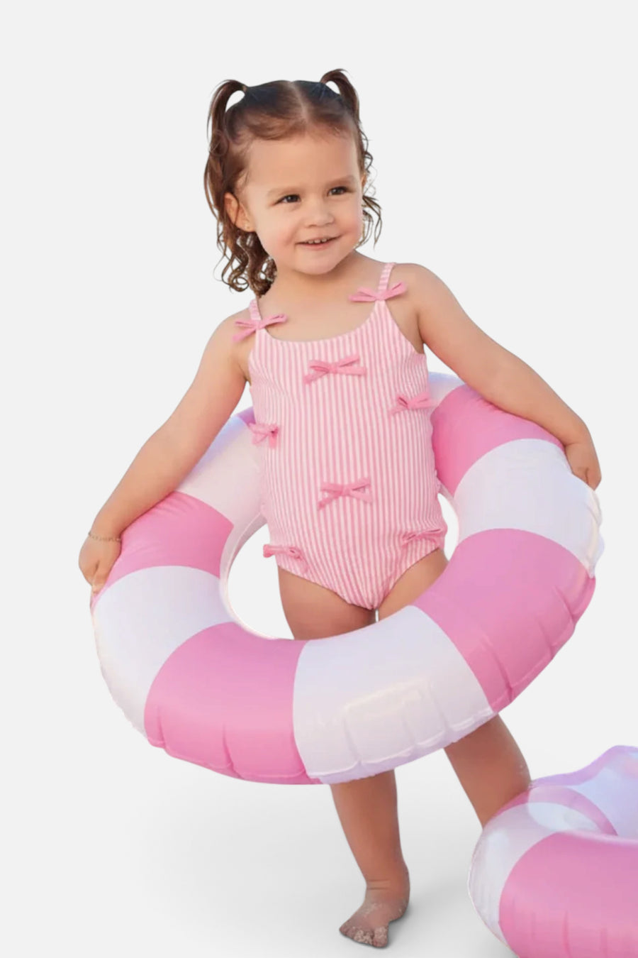 Caden Lane Tiny Bows Pink One Piece Swimsuit – side view