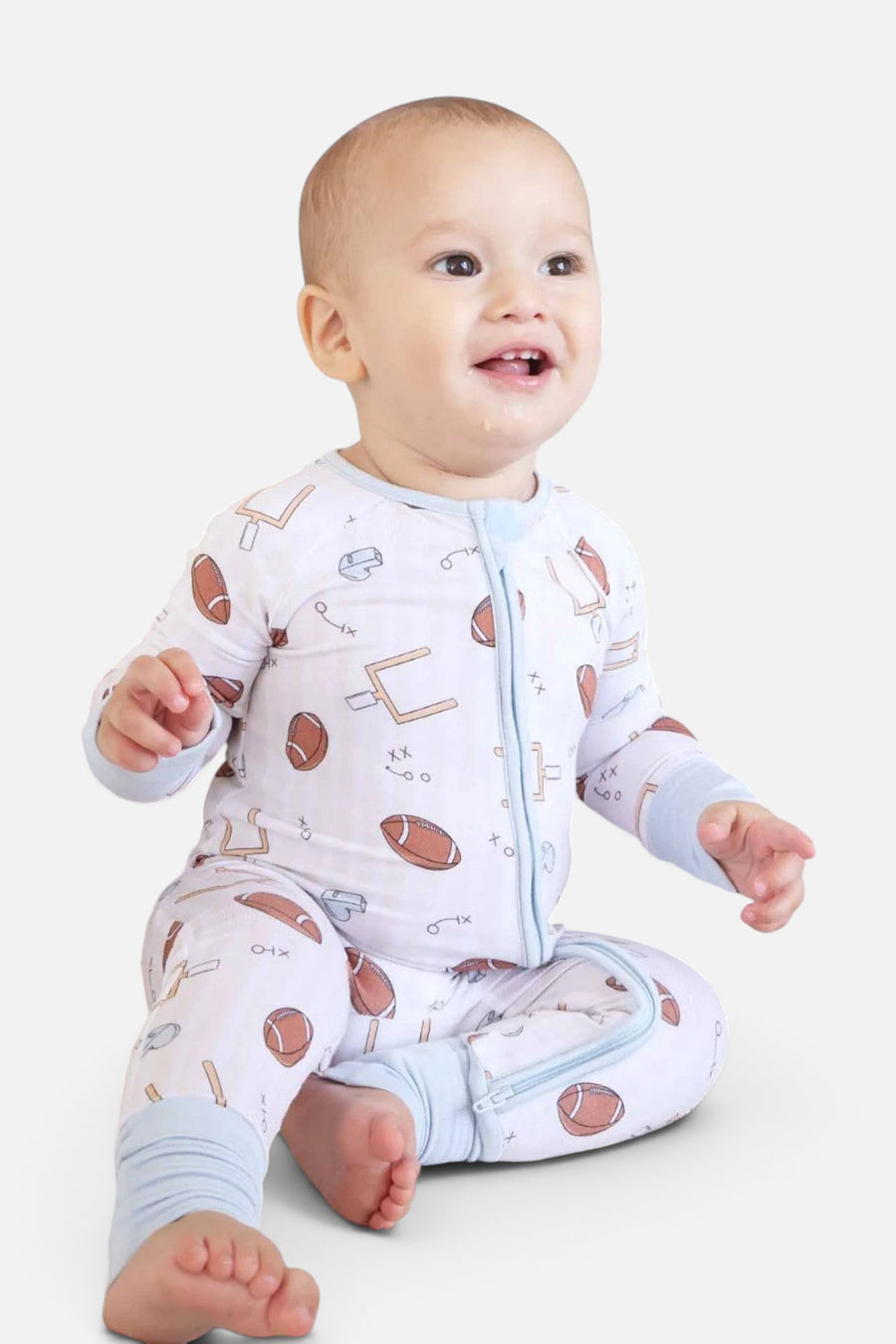 Caden Lane Tiny Touchdowns Convertible Zip Romper – back view