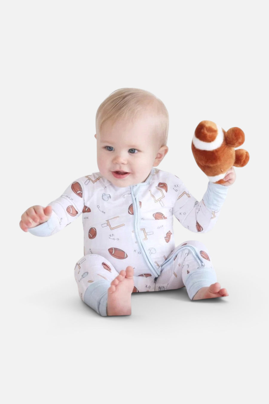 Caden Lane Tiny Touchdowns Convertible Zip Romper – detail