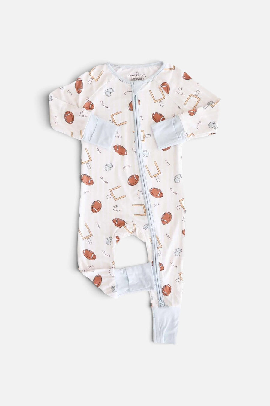 Caden Lane Tiny Touchdowns Convertible Zip Romper – front view