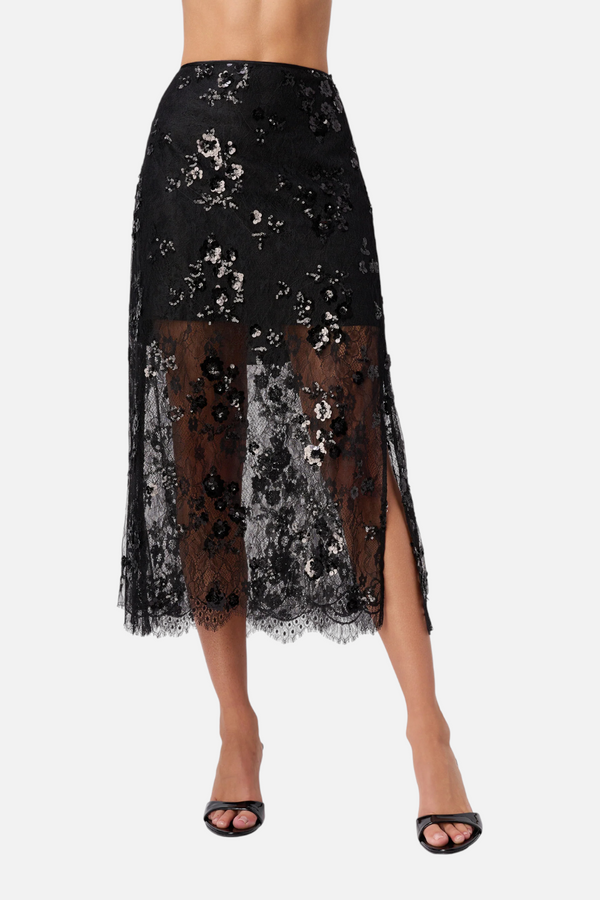 Cami NYC Aylin Sequin Lace Skirt in Black